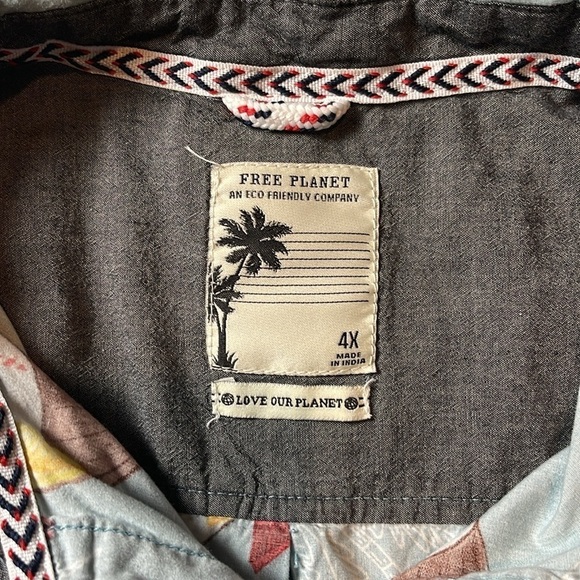 Men’s Free Planet Button Down Shirt Top Size 4X - Picture 3 of 5